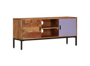 8720286602775 - Bonnevie - TV-SchrankTV-Möbel Honigbraun und Grau 110x30x50 cm Massivholz Akazie vidaXL