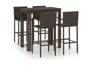 8720286247457 - Bonnevie - 5-tlg Garten-Bar-Set mit ArmlehnenGartenmöbel Set Poly Rattan Braun vidaXL