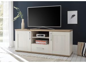 5901730907155 - Lowboard HBZ Romance Landhaustil TV Möbel bis 55 Zoll BxHxT 143x59x50 cm Sideboards Gr B H T 143 cm x 59 cm x 50 cm 1 St weiß (sibiu lärche ober und unterboden san remo hell) Mit 2 Türen offene Fächer 1 Schubkasten