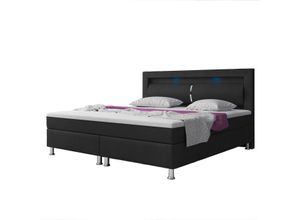 4260465773970 - IHG Boxspringbett Milano 180x200 Kunstleder Schwarz TYP 6 mit intergriertem Topper