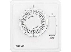 8426709116217 - SU280439 Unterputz-Zeitschaltuhr analog Wochenprogramm 2200 w IP20 EIN AUTO AUS-Programm - Suevia