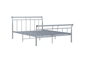 8720286197257 - BettgestellSchlafzimmerbett Grau Metall 140x200 cm vidaXL