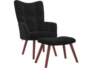 8720286424391 - Bonnevie - RelaxsesselLiegesessel mit Hocker Schwarz Samt vidaXL