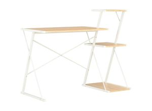 8719883734415 - Bonnevie - ComputertischSchreibtisch mit Regal Weiß und Eiche 116×50×93 cm vidaXL