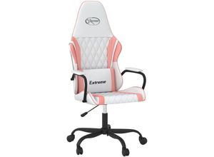 8720287144830 - Bonnevie - Gaming-Stuhl mit Massagefunktion Weiß und Rosa Kunstleder vidaXL224603