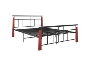 8720286196335 - Bonnevie - BettgestellSchlafzimmerbett Metall und Massivholz Eiche 140x200 cm vidaXL