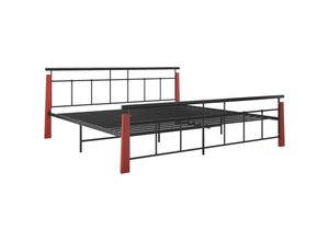 8720286196366 - Bonnevie - BettgestellSchlafzimmerbett Metall und Massivholz Eiche 200x200 cm vidaXL