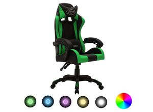 8720286224649 - Vidaxl - Gaming-Stuhl mit rgb LED-Leuchten Grün und Schwarz Kunstleder