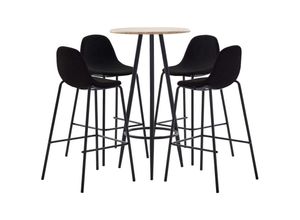 8719883856551 - Bonnevie - 5-tlg Bar-SetBartisch-Set Stoff Schwarz vidaXL