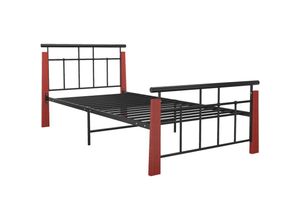 8720286196304 - Bonnevie - BettgestellSchlafzimmerbett Metall und Massivholz Eiche 90x200 cm vidaXL