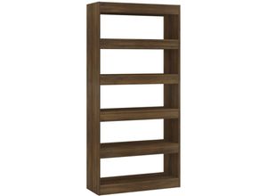 8720286844564 - Bonnevie - Bücherregal RaumteilerBücherschrank Braun Eiche 80x30x166 cm Holzwerkstoff vidaXL