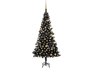 8720286495919 - Künstlicher Weihnachtsbaum，Kunstbaum mit LEDs & Kugeln Schwarz 180 cm PVC vidaXL