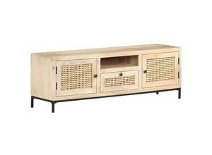 8720286066638 - Bonnevie - TV-SchrankTV-Möbel 120x30x40 cm Mango Massivholz und Rohrgeflecht vidaXL