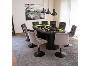 4058166266385 - Barhocker höhenverstellbar ace Farbe Samt Hellgrau Menge 6 Stuhl Pokerstuhl Drehstuhl Esszimmerstuhl - Home Deluxe