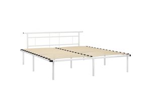 8720286163085 - Bonnevie - BettgestellSchlafzimmerbett Weiß Metall 200x200 cm vidaXL