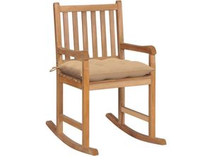 8720286266991 - Vidaxl - Schaukelstuhl mit Beige Kissen Massivholz Teak Braun