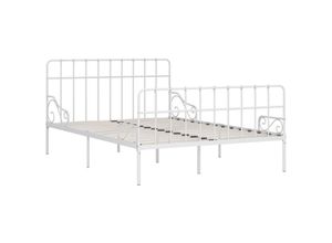 8719883812229 - Bonnevie - BettgestellSchlafzimmerbett mit Lattenrost Weiß Metall 140 × 200 cm vidaXL