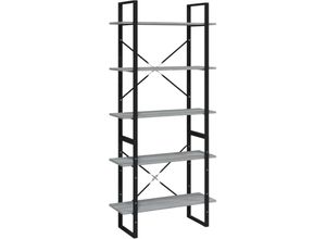 8720287100041 - Bonnevie - BücherregalStandregal 5 Fächer Grau Sonoma-Eiche 80x30x175 Holzwerkstoff vidaXL