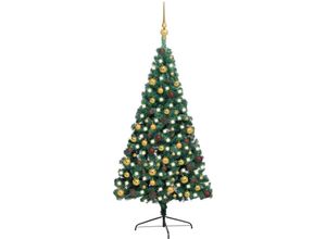 8720286495674 - Bonnevie - Künstlicher Halber WeihnachtsbaumKunstbaum mit LEDs & Kugeln Grün 210 cm vidaXL