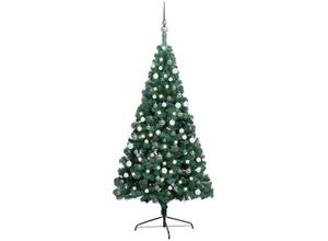 8720286497395 - Bonnevie - Künstlicher Halber WeihnachtsbaumKunstbaum mit LEDs & Kugeln Grün 210 cm vidaXL