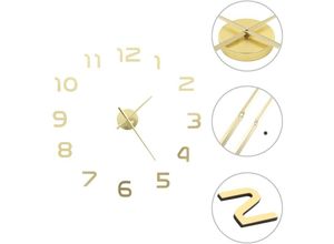 8718475589914 - Bonnevie - 3D-Wanduhr Modernes Design 100 cm xxl Golden vidaXL595021