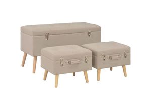 8718475731405 - Bonnevie - Hocker mit Stauraum 3 Stk Beige Stoff vidaXL173310