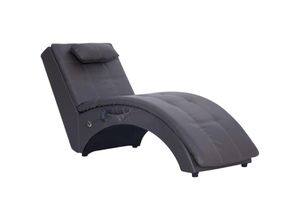 8719883569529 - Bonnevie - Massage Chaiselongue mit Kissen Grau Kunstleder vidaXL497312