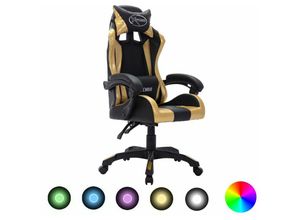 8720286224632 - Vidaxl - Gaming-Stuhl mit rgb LED-Leuchten Gold und Schwarz Kunstleder Mehrfarbig