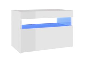 8720286640685 - Bonnevie - Nachttisch mit LED-Leuchten Hochglanz-Weiß 60x35x40 cm vidaXL636155