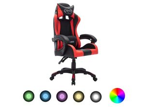 8720286224625 - Vidaxl - Gaming-Stuhl mit rgb LED-Leuchten Rot und Schwarz Kunstleder