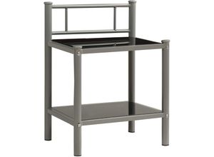 8720286164044 - Bonnevie - NachttischBeistelltisch Grau und Schwarz 45x345x605 cm Metall und Glas vidaXL