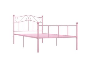 8719883893822 - Bonnevie - BettgestellSchlafzimmerbett Rosa Metall 100 × 200 cm vidaXL