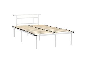 8720286162965 - Bonnevie - BettgestellSchlafzimmerbett Weiß Metall 120x200 cm vidaXL