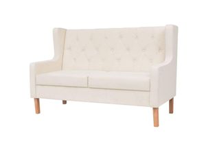 8718475577096 - Bonnevie - 2-Sitzer Sofa Stoff Cremeweiß vidaXL74048