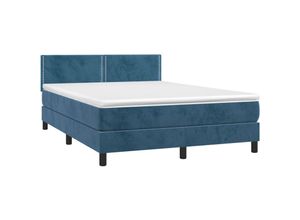 8720287378730 - Bonnevie - BoxspringbettSchlafzimmerbett mit Matratze & led Dunkelblau 140x200 cm Samt vidaXL105992