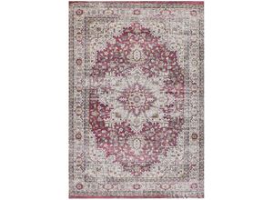 4251682273435 - Beliani - Teppich Bunt Polyester   Baumwolle 140 x 200 cm Kurzflor Geflecht Handgewebt Rechteckig Wohnzimmer orientalisches Muster - Rot