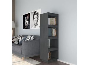 8720286815823 - Bonnevie - Bücherregal RaumteilerBücherschrank Grau 40x35x135 cm Massivholz Kiefer vidaXL