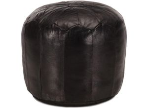 8719883562605 - Bonnevie - Pouf Schwarz 40 x 35 cm Echtes Ziegenleder vidaXL87926