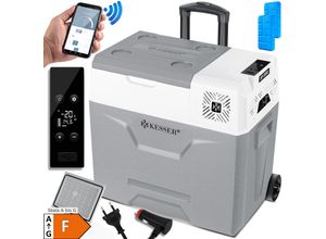 4260729116857 - KESSER® Kompressor Kühlbox elektrisch Gefrierbox Mit APP-Steuerung USB-Anschluss 12 24 V 230V +Teleskopstange Kühlakkus Räder Kühlschrank Kühlung bis -20 °C für Auto Lkw Boot Reisemobil Camping