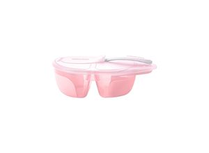 3801302041435 - Kikkaboo Kinderschüssel Tasty Doppelkammer Löffel Deckel großes Fach 150 ml rosa