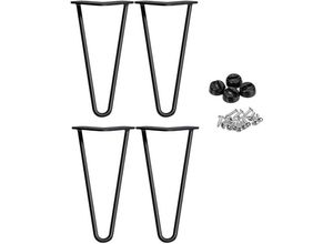 0721703940478 - 4er-Set Metall Haarnadel Tischbeine 10 Zoll 25cm Höhe 2 Streben Möbelbeine diy für Couchtische Schreibtische Nachtständer oder Stühle Schwarz