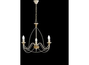 8050713210953 - Bonetti Illumina - Elfenbeinfarbener Decape Eisen-Kronleuchter mit Gold-Finish drei Lichter 49x h43 cm