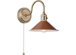 5035128702623 - Dar Lighting - Hadano Dome Wandleuchte aus natürlichem Messing mit Umbra-Schirm