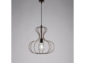 8050713213190 - Bonetti Illumina - Industrielle Pendelleuchte aus schwarzem Eisen und urbanem Kupfer 35x h40 cm