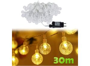 0763341670874 - Froadp - 30m Lichterketten Innen 240 led Warmweiß Kristall Kugel String Lichte mit 8 Modi & Speicherfunktion IP44 Wasserdichte Transparent