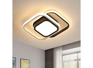 0725889892965 - Comely - Moderne LED-Deckenleuchte 32W mit doppeltem Quadrat für Wohnzimmer Schlafzimmer Küche Flur - Schwarz und Weiß - Warmweißes Licht 3000K