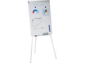 4052025322564 - Flipchart Whiteboard magnetisch höhenverstellbar Dreibein Stifte-Ablage Alu-Rahmen HxB 90 x 60 cm weiß - Relaxdays