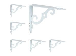 4052025974725 - Regalträger 6er Set Regalhalterung für die Wand Metall dekorativ Regalwinkel hbt 11x25x14 cm weiß - Relaxdays 4052025974725 - Regalträger 6er Set Regalhalterung für die Wand Metall dekorativ Regalwinkel hbt 11x25x14 cm weiß - Relaxdays