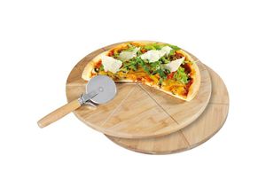 4000270584657 - Schneidebrett KESPER FOR KITCHEN & HOME Schneidebretter Gr B H L 32 cm x 32 cm x 1 cm beige (natur) Schneidebretter inkl Pizzaschneider aus FSC-zertifiziertem Bambus