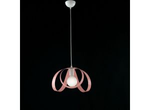 8050713211202 - Bonetti Illumina - Kronleuchter Schlafzimmeraufhängung aus Eisen Weiß Rosa ein Licht 32x h24 cm